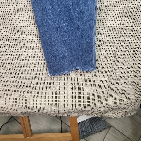 Paige Jeans Womens 26‎ Blue Accent Straight Leg Frayed Hem Stretch Denim Pants - Picture 8 of 9